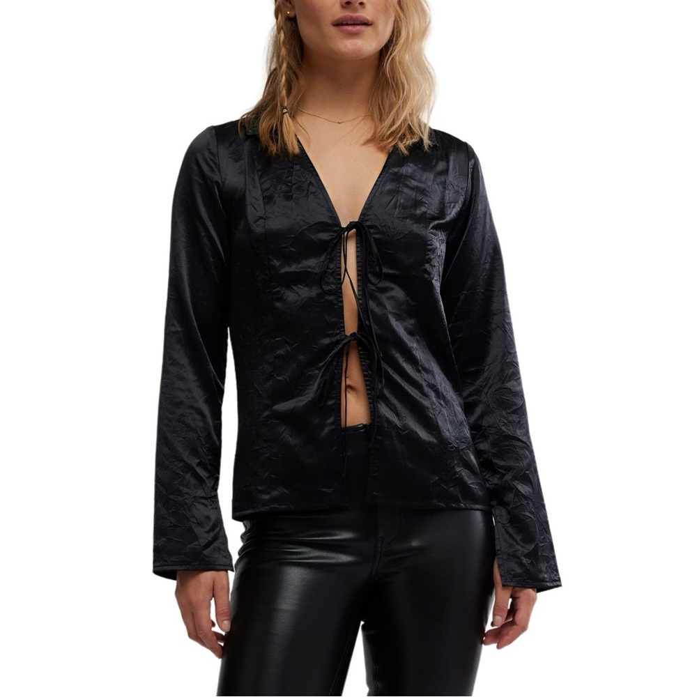 Free People Star Eyes Crinkle Satin Top